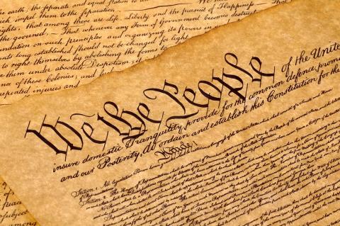 A close up of the us constitution